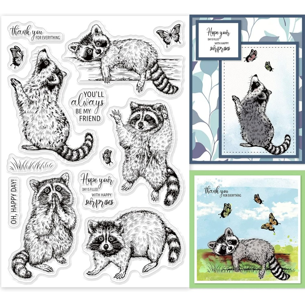 Clear Silicone Stamps For Card Making - Реалистичные прозрачные штампы из енота, силиконовые