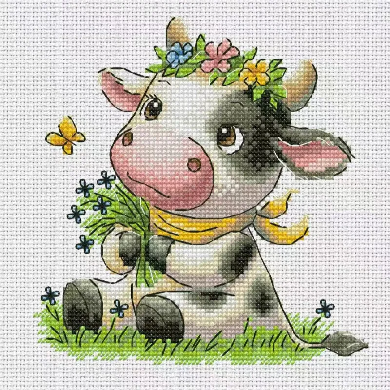 [CC2949-Милая маленькая коровк – обзор и цена Cross Stitch Stamped Kits Beginners