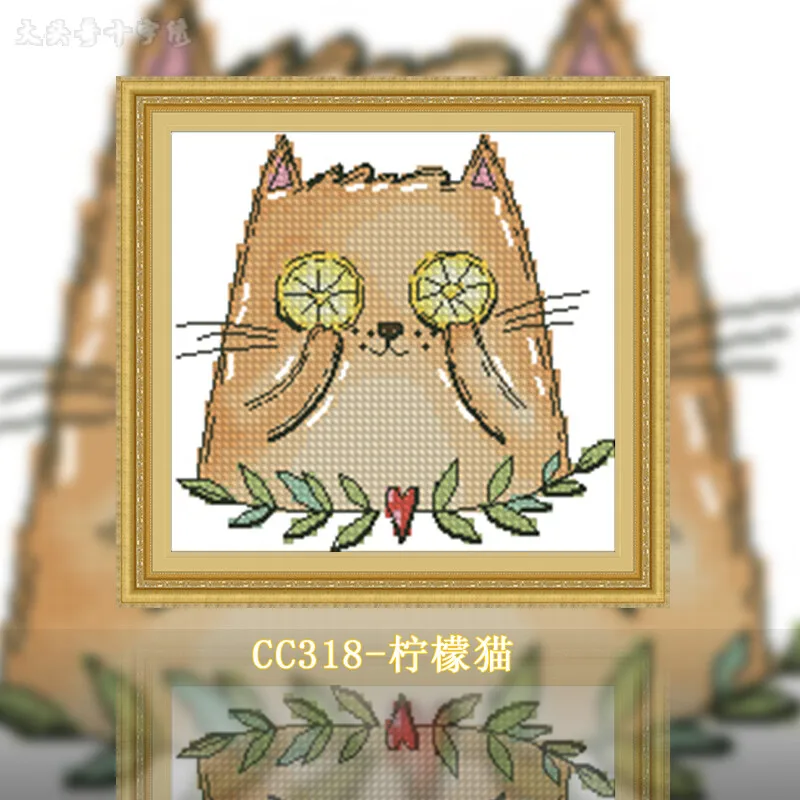 [CC318-Лимонный кот] |   Набор – обзор и цена Cross Stitch Stamped Kits Beginners