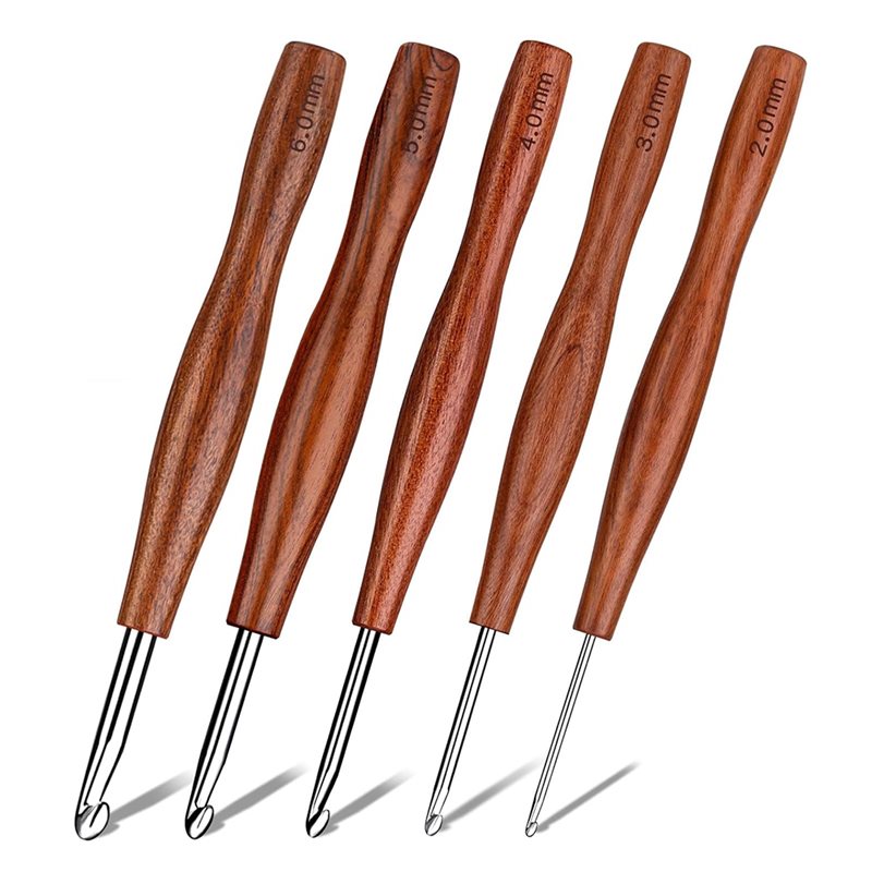AS94-5, набор из 5 крючков для – обзор и цена Wooden Crochet Hooks Ergonomic Handle