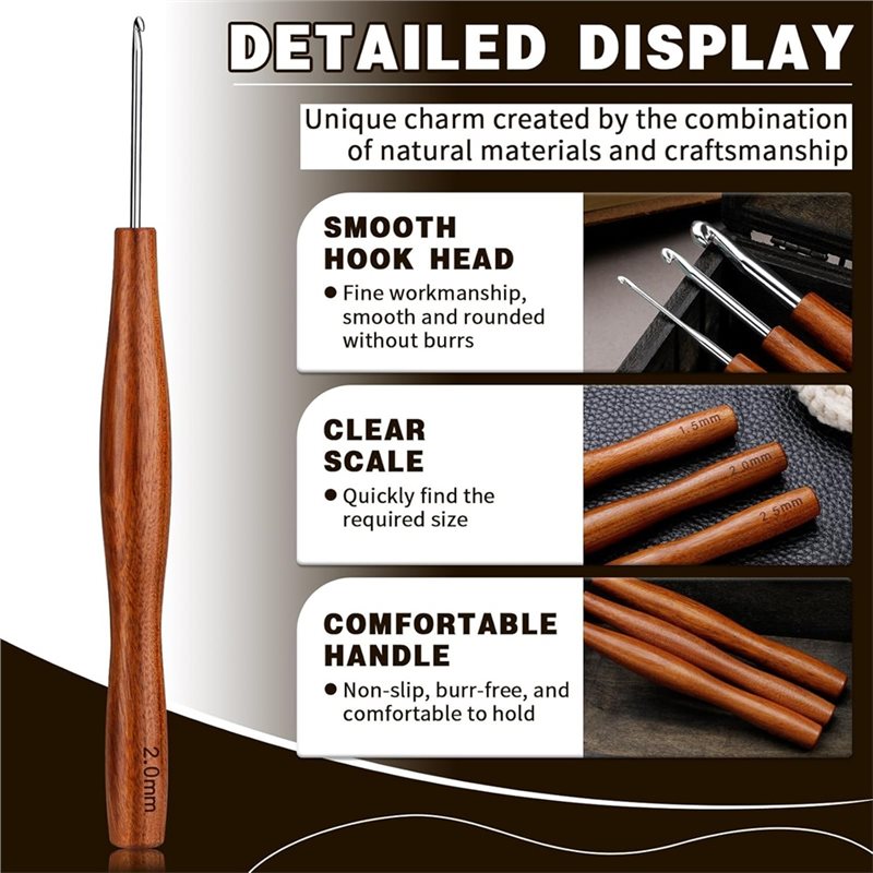 AS94-5, набор из 5 крючков для – обзор и цена Wooden Crochet Hooks Ergonomic Handle