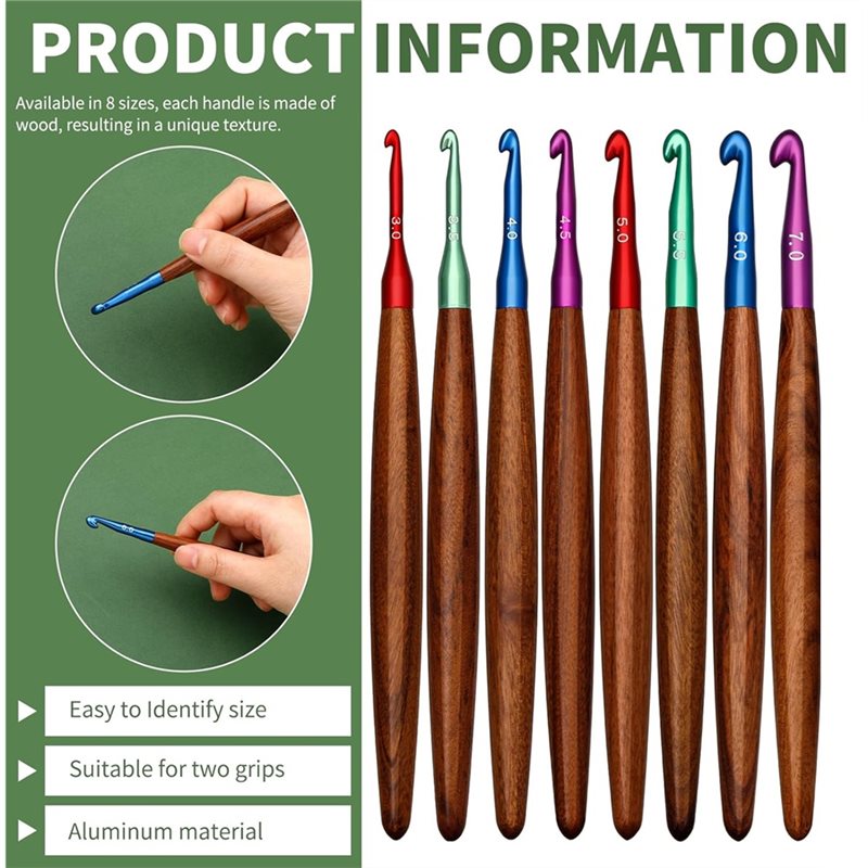 AB34-алюминиевые крючки для вя – обзор и цена Wooden Crochet Hooks Ergonomic Handle